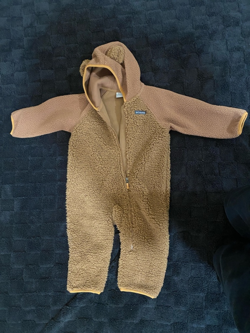 Columbia Brown Sherpa Hoodie One-Piece Footie with Bear Ears